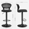 Set 2 scaune de bar, Vasagle, 40 x 42 x 85-107 cm, inaltime reglabila, rotire 360°, otel/mesh, negru