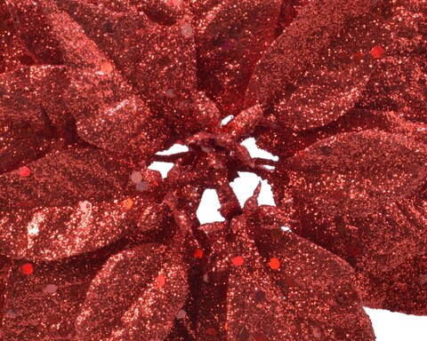 Decoratiune Poinsettia w glitter, Decoris, 23x7 cm, plastic, rosu