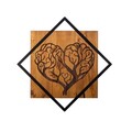 Decoratiune de perete, Tree Heart, 50% lemn/50% metal, Dimensiune: 54 x 54 cm, Nuc / Negru