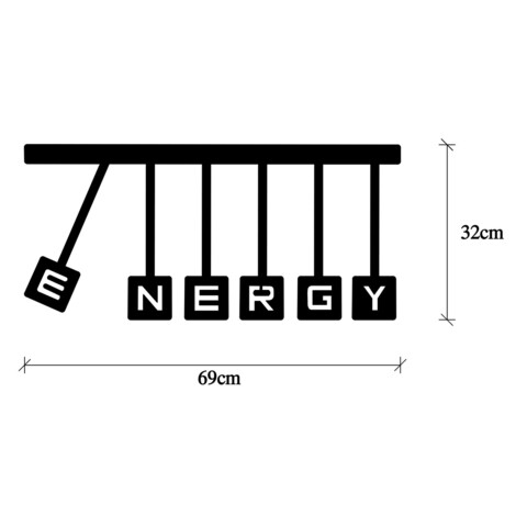 Decoratiune de perete, Energy, Metal, Dimensiune: 69 x 32 cm, Negru