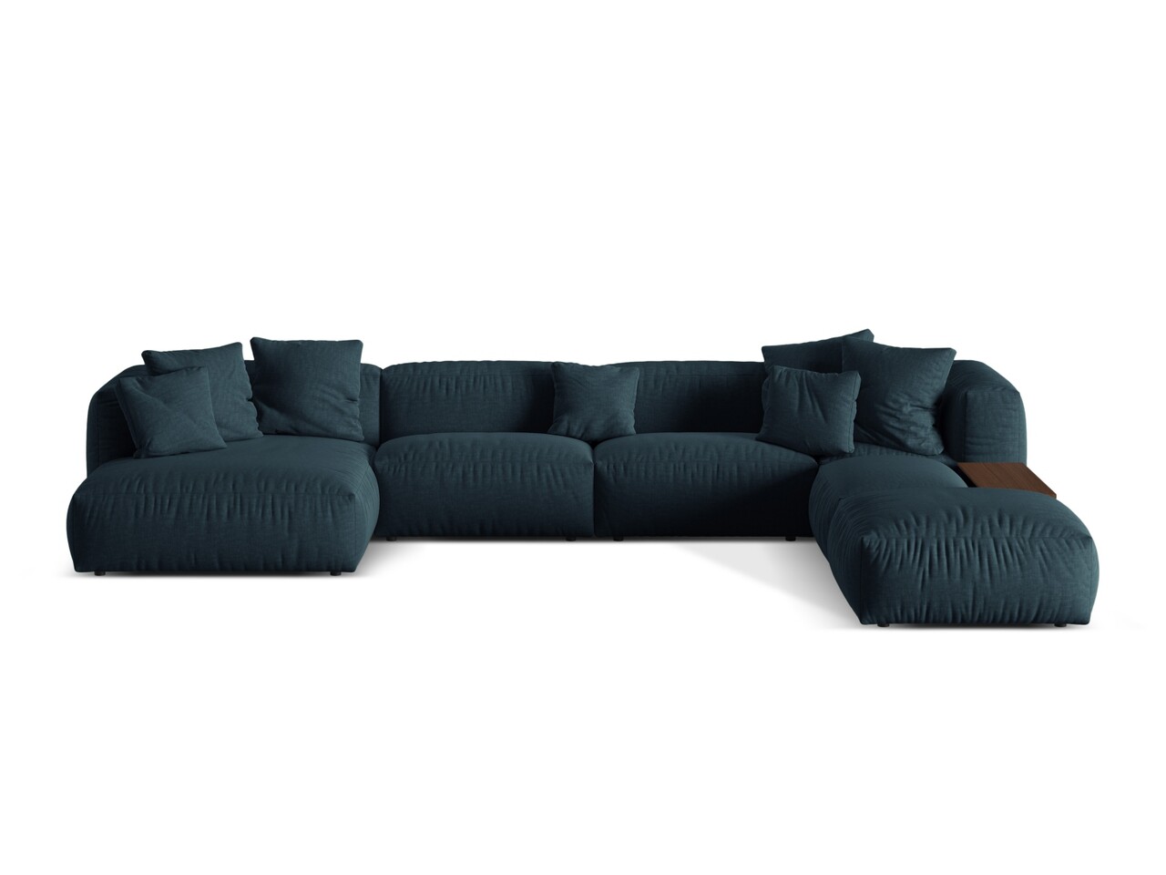 Coltar panoramic dreapta 5 locuri design modular, Martina-169, Micadoni Home, 406x280x75 cm, tesatura structurata catifelata, albastru jeans - 1 | YEO