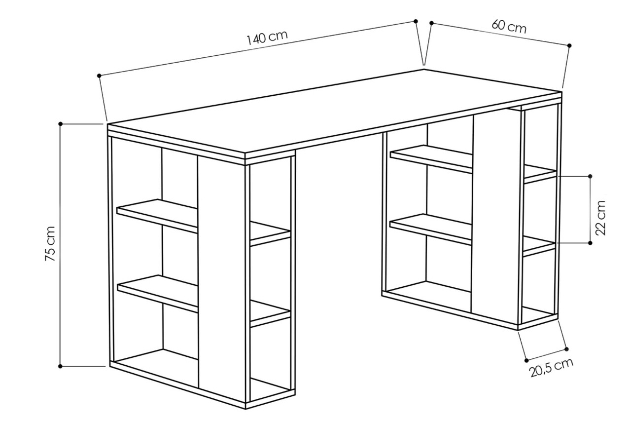 Birou Colmar, Pakoworld, 140x60x75 cm, PAL melaminat, alb