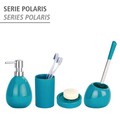 Perie pentru toaleta cu suport Polaris, Wenko, 15x14.5x36 cm, ceramica, turcoaz/argintiu