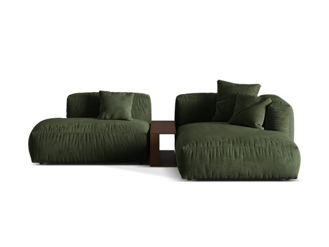 Coltar modular dreapta 2 locuri, Martina-120, Micadoni Home, 285x176x75 cm, catifea, verde