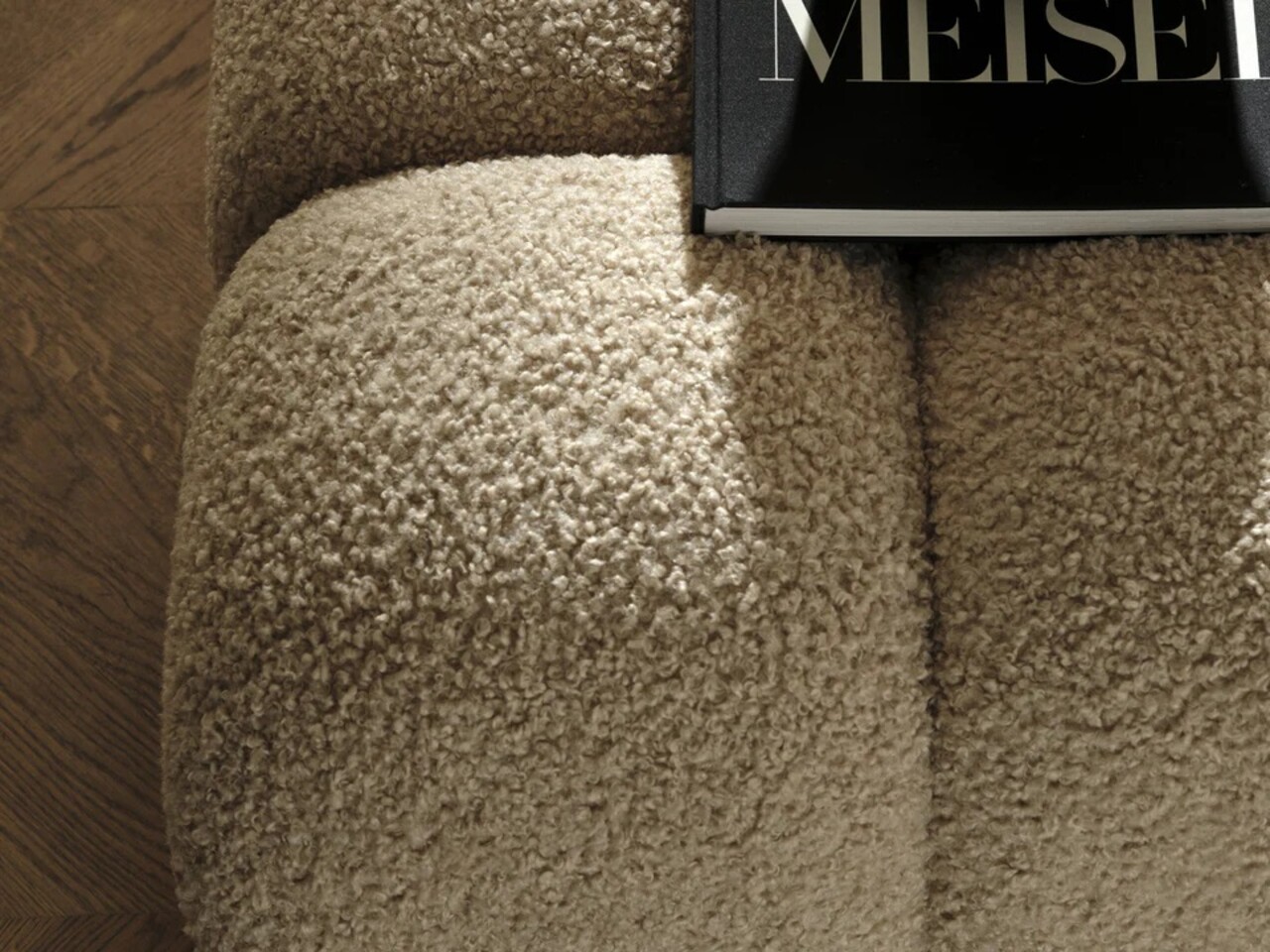 Canapea modulara 4 locuri cotiera dreapta, Bellis-213, Micadoni Home, 282x94x70 cm, tesatura boucle, grafit