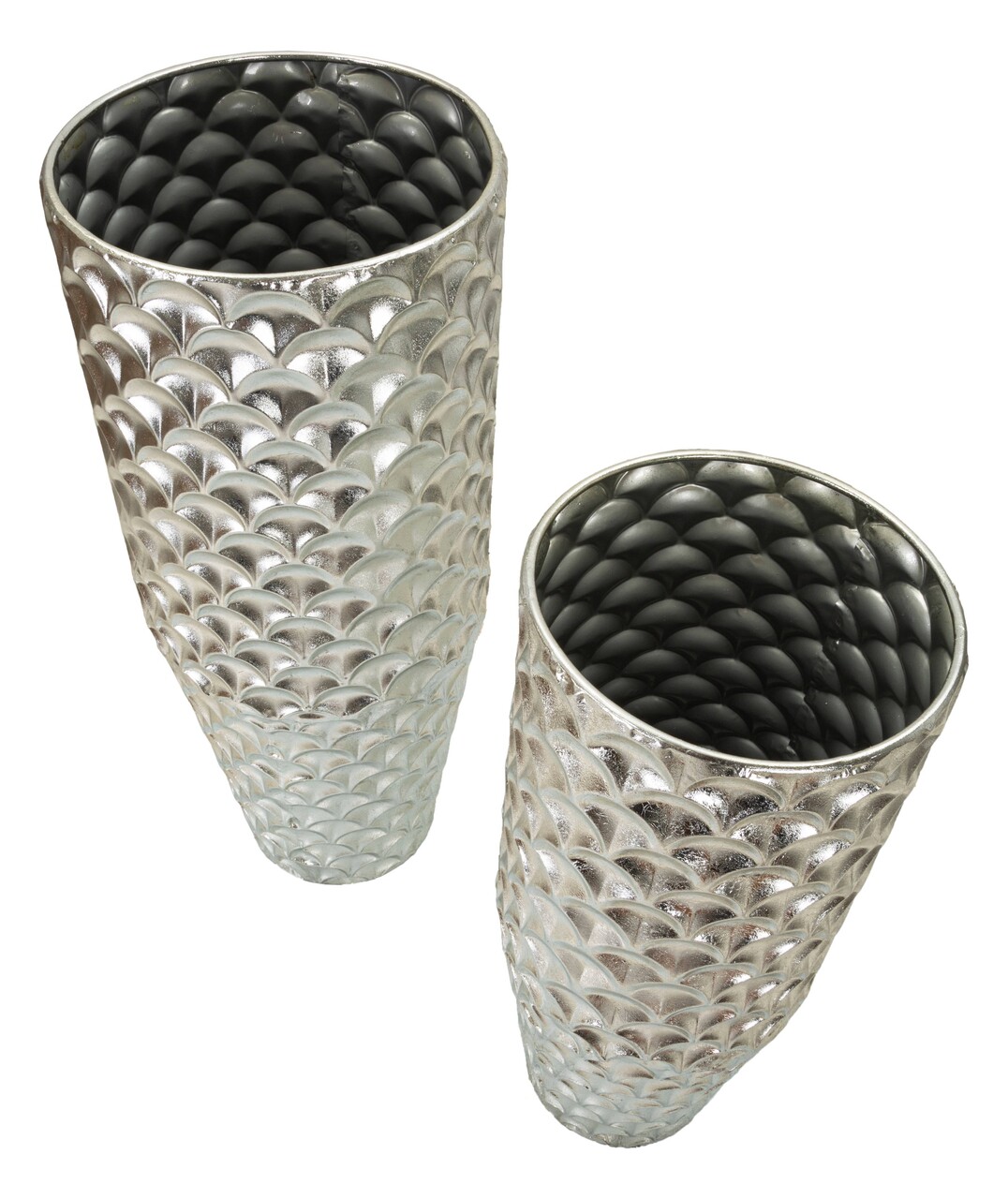 Set 2 ghivece / vase decorative Silvy, Mauro Ferretti, 37x37x92 cm, fier, argintiu