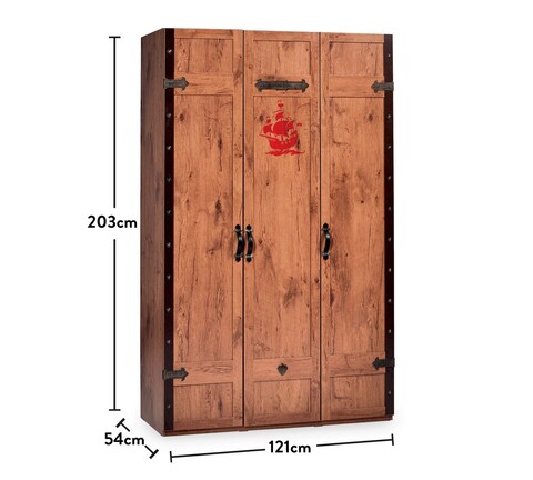 Dulap pentru haine, Çilek, Pirate 3 Doors Wardrobe, 121x203x54 cm, Multicolor