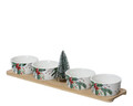 Set pentru servire gustari 5 piese Christmas Tree, Decoris, 39.6x9.7x5.1 cm, portelan/bambus