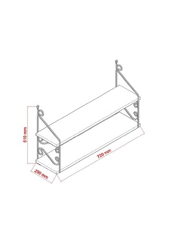 Raft pentru perete Seramoni, Decormet, 2 nivele, 72x20x51 cm, maro/negru