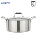 Oala cu capac 7 L, Titanium, Cooking by Heinner, 28x13 cm, inox/sticla, argintiu