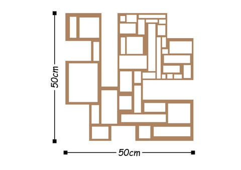 Decoratiune de perete, Squares, Metal, Dimensiune: 50 x 50 cm, Cupru