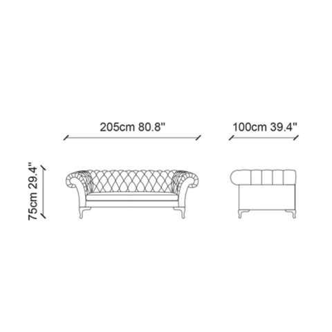 Canapea 2 locuri, Ndesign, 291NDS1114, Lemn, Crem