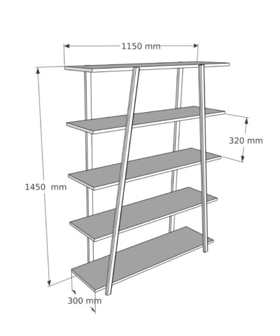 Corp biblioteca, Woodface, Soft, 115x145x30 cm, Lemn, Stejar