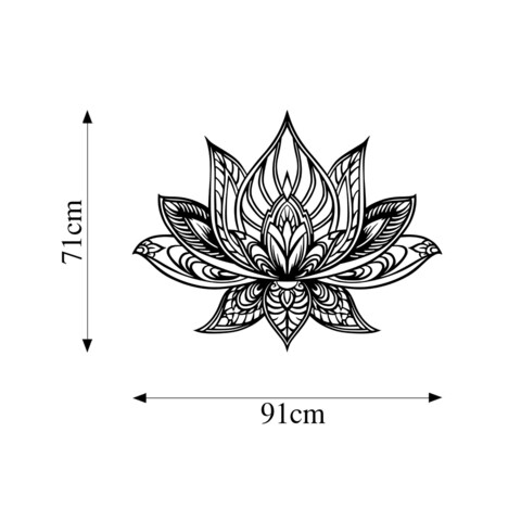 Decoratiune de perete, Lotus Flower, Metal, Dimensiune: 70 x 44 cm, Negru