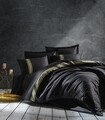 Lenjerie de pat de lux dubla Royal - Black, Cotton Box, 6 piese, 240x260 cm, bumbac satinat, negru