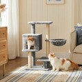 Ansamblu de joaca pisici / arbore pentru pisici Cat Condo, Feandrea, 46x41x84 cm, PAL/plus/sisal, gri deschis