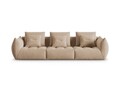 Canapea modulara 4 locuri, Bloom-184, Micadoni Home, 332x106x95 cm, catifea, bej sand