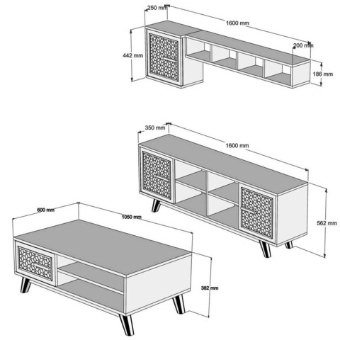 Set mobilier living, Hommy Craft, Ayla, Nuc / Albastru