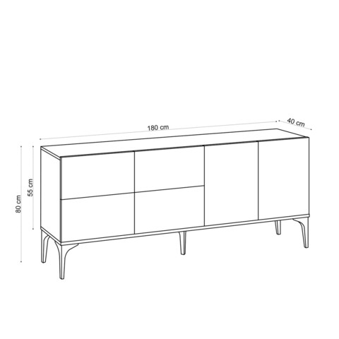 Consola, Emerald, Laika, 180 x 80 x 40 cm, pal melaminat, stejar