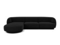 Coltar stanga 4 locuri, Miley, Micadoni Home, BL, 259x155x74 cm, catifea, negru