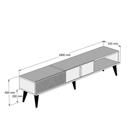 Comoda TV Milan, Hommy Craft, 180x35x40 cm, maro/alb