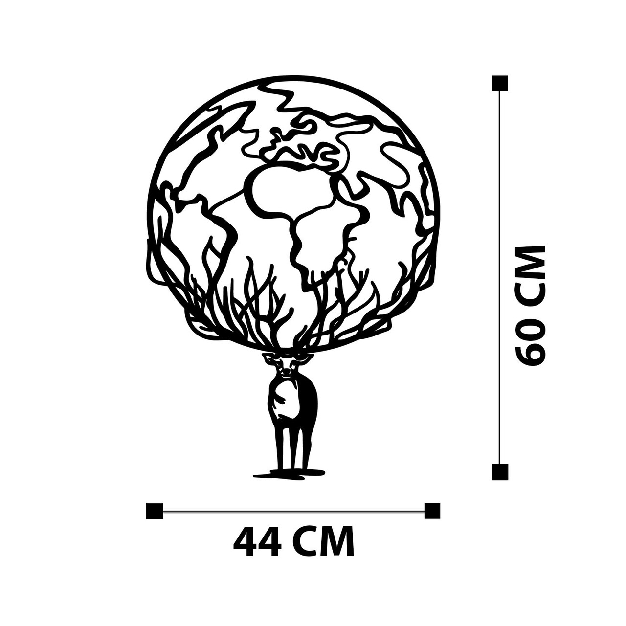 Decoratiune de perete, Confused, metal, 44 x 60 cm, negru