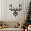 Decoratiune de perete, Christmas Deer, Metal, Dimensiune: 70 x 69 cm, Negru