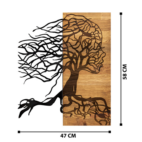 Decoratiune de perete, Nefes, Metal, Dimensiune: 40 x 60 cm, Nuc negru