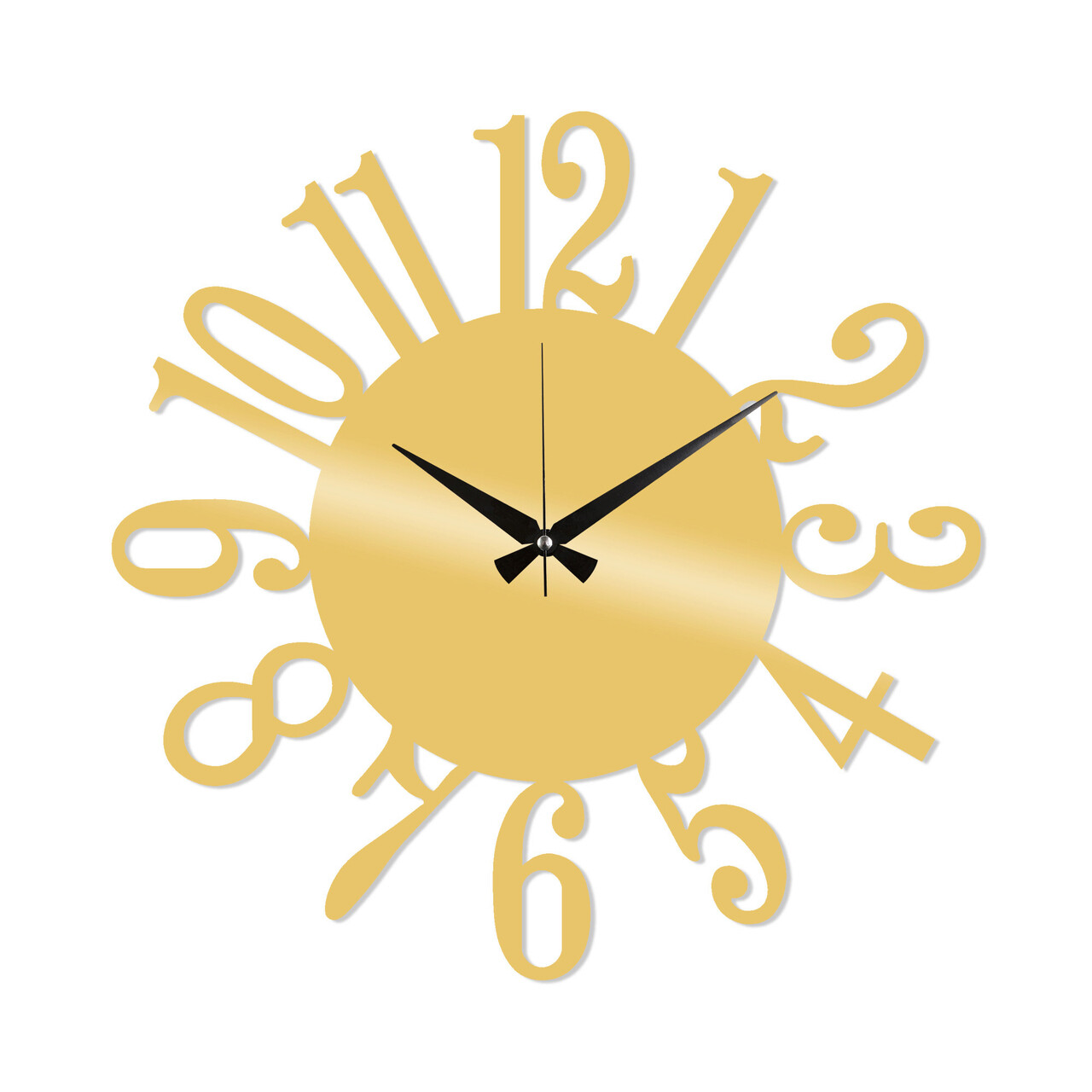 Ceas de perete, Metal Wall Clock 14, Metal, Dimensiune: 48 x 48 cm, Auriu - 1 | YEO