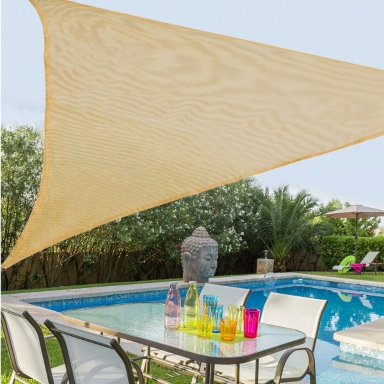 Parasolar Triunghiular Awning, 3 X 3 M, Polietilena, Rosu Cherry