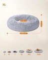 Pat pentru caini si pisici Fluffy Donut, Feandrea, husa lavabila, marimea XL, max 20 kg, Ø80 x 20 cm, gri deschis