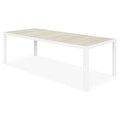 Masa dining pentru gradina/terasa Wardell, 227x95.5x75 cm, aluminiu/ceramica, alb/gri