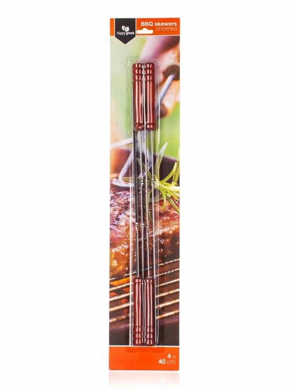 Set 4 Frigarui Pentru Gratar BBQ, Happy Green, 40 Cm, Otel