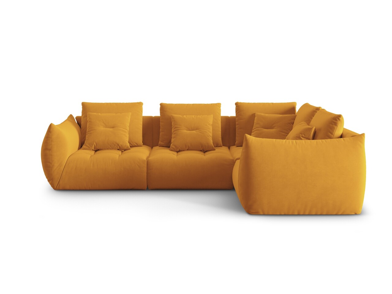 Coltar modular dreapta 3 locuri, Bloom-184, Micadoni Home, 316x216x95 cm, catifea, galben - 1 | YEO