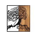 Decoratiune de perete, Tree Woman, 50% lemn/50% metal, Dimensiune: 50 x 3 x 58 cm, Nuc negru