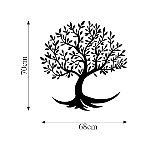 Decoratiune de perete, Monumental Tree 4, Metal, Dimensiune: 68 x 70 cm, Negru