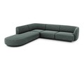 Coltar stanga 6 locuri, Miley, Micadoni Home, BL, forma rotunjita, 258x248x74 cm, poliester chenille, albastru petrol