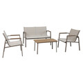 Set mobilier gradina/terasa, 2 fotolii + canapea + masuta Parma, 62x72x81 cm/ 119x70x81 cm/ 85x45x41 cm, otel/textilina, bej/natur