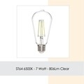 Bec LED ST64, Sage, White, E27, 7W, 6500K, 806 lm, sticla