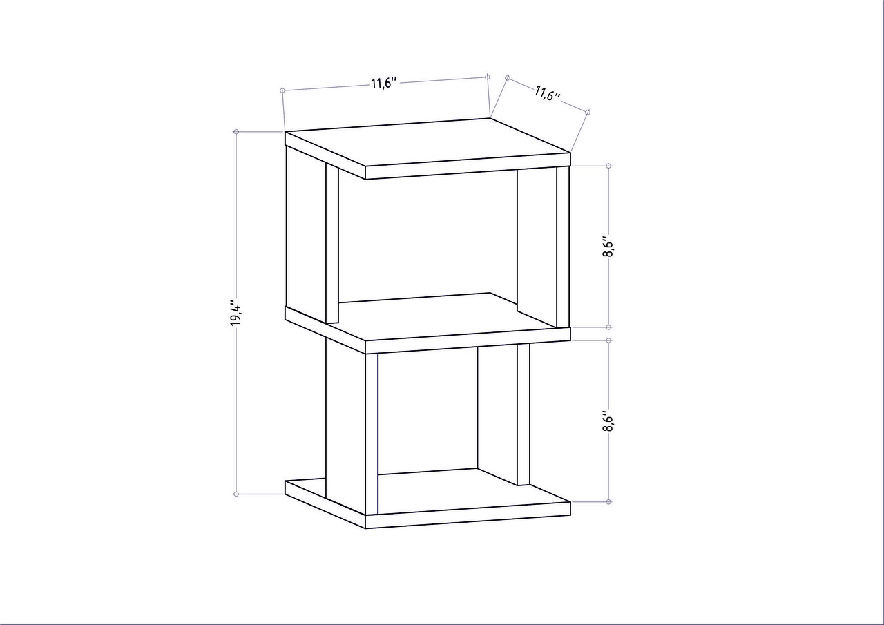 Noptiera, Retricy, Carter, 29.6x29.6x49.4 cm, PAL, Antracit/Alb