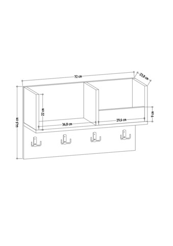 Raft de perete, Zena Home, Sameul, 72x44.6x23.8 cm, PAL, Alb / Antracit