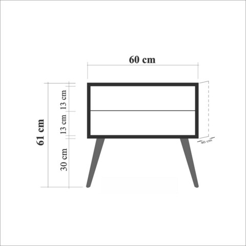 Noptiera cu 2 sertare Two 726, Vella, 60x40x61 cm, multicolor