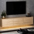 Comoda TV, Inarch, Neon Illuminated, 160 x 35 x 32 cm, pal melaminat, maro