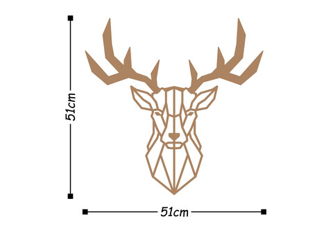 Decoratiune de perete, Deer2, Metal, Dimensiune: 51 x 51 cm, Cupru