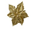 Decoratiune Poinsettia w glitter, Decoris, 23x7 cm, plastic, auriu