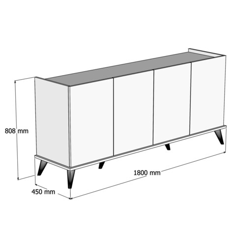 Bufet inferior Elegante, Mezza, 180x45x80.8 cm, maro