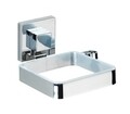 Suport autoadeziv pentru uscatorul de par, Wenko, Quadro Vacuum-Loc®, 14 x 7.5 x 13.5 cm, inox/plastic