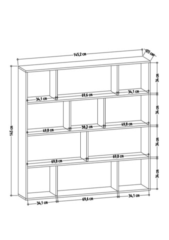 Corp biblioteca, Colman, Hodbi, 145.2x25x145 cm, Alb / Wenge