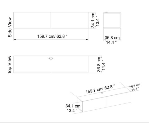Comoda TV, Retricy, Poling, 159.7x36.8x34.1 cm, PAL, Alb / Safir