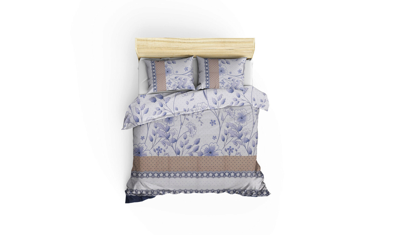 Lenjerie de pat pentru o persoana (FR), Sudenaz - Blue, Pearl Home, Bumbac Ranforce - 1 | YEO